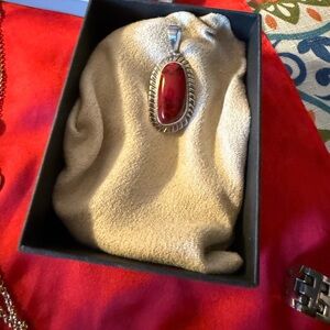 Elegant Sterling Silver and Red Carnelian Pendant